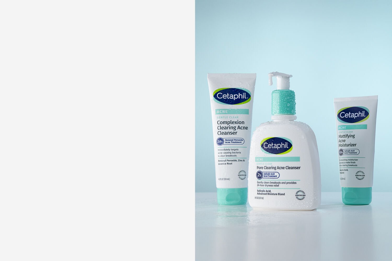 cetaphil gentle clear products on counter