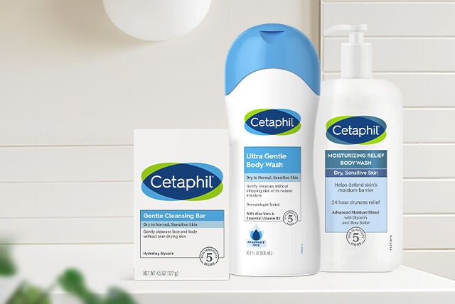 Gentle cleansing bars and body wash by Cetaphil