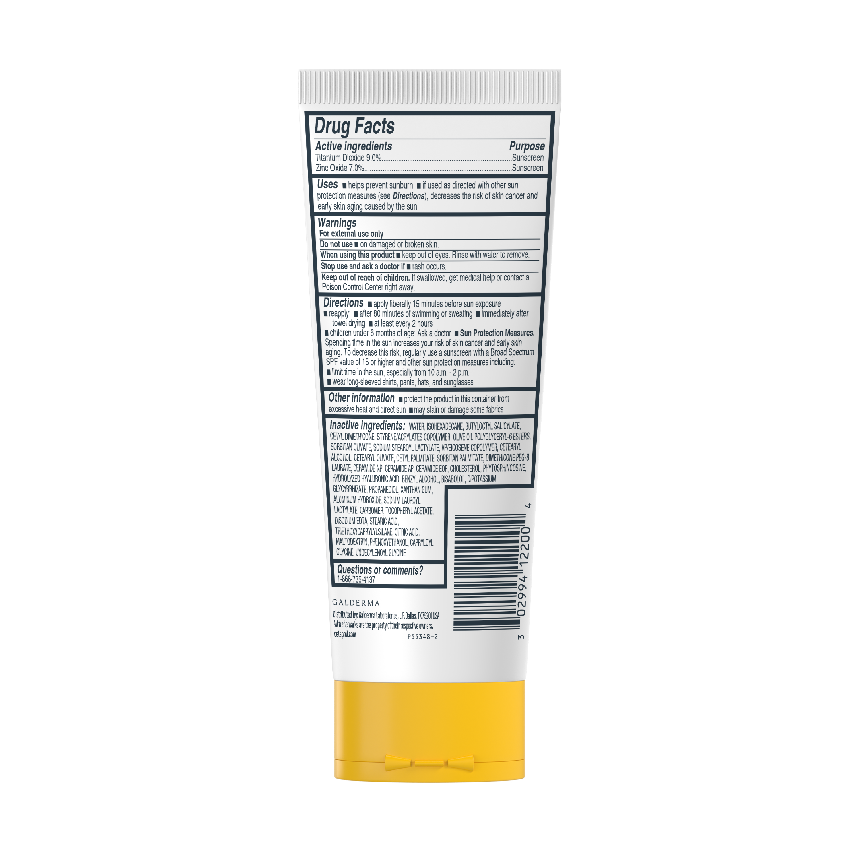 Sheer Mineral Sunscreen SPF 50 back of tube