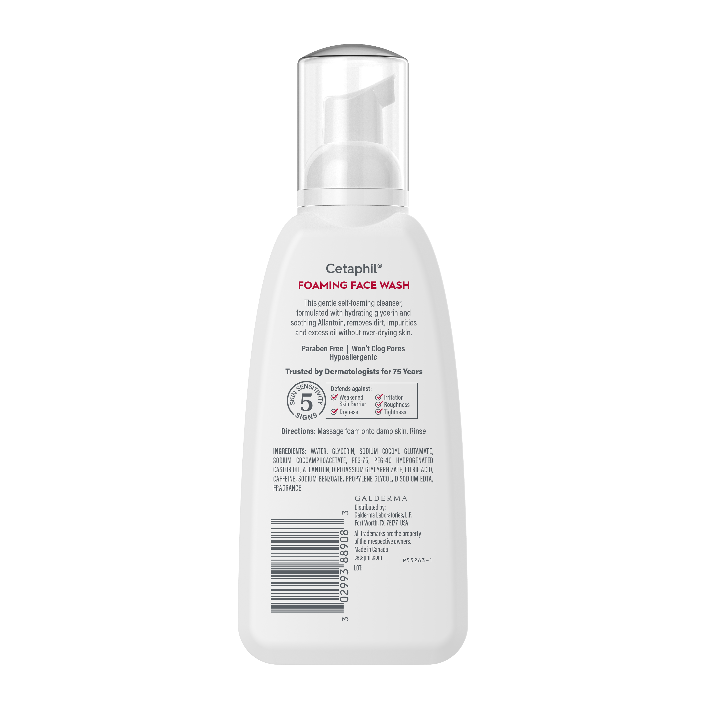 cetaphil foaming face wash back of bottle