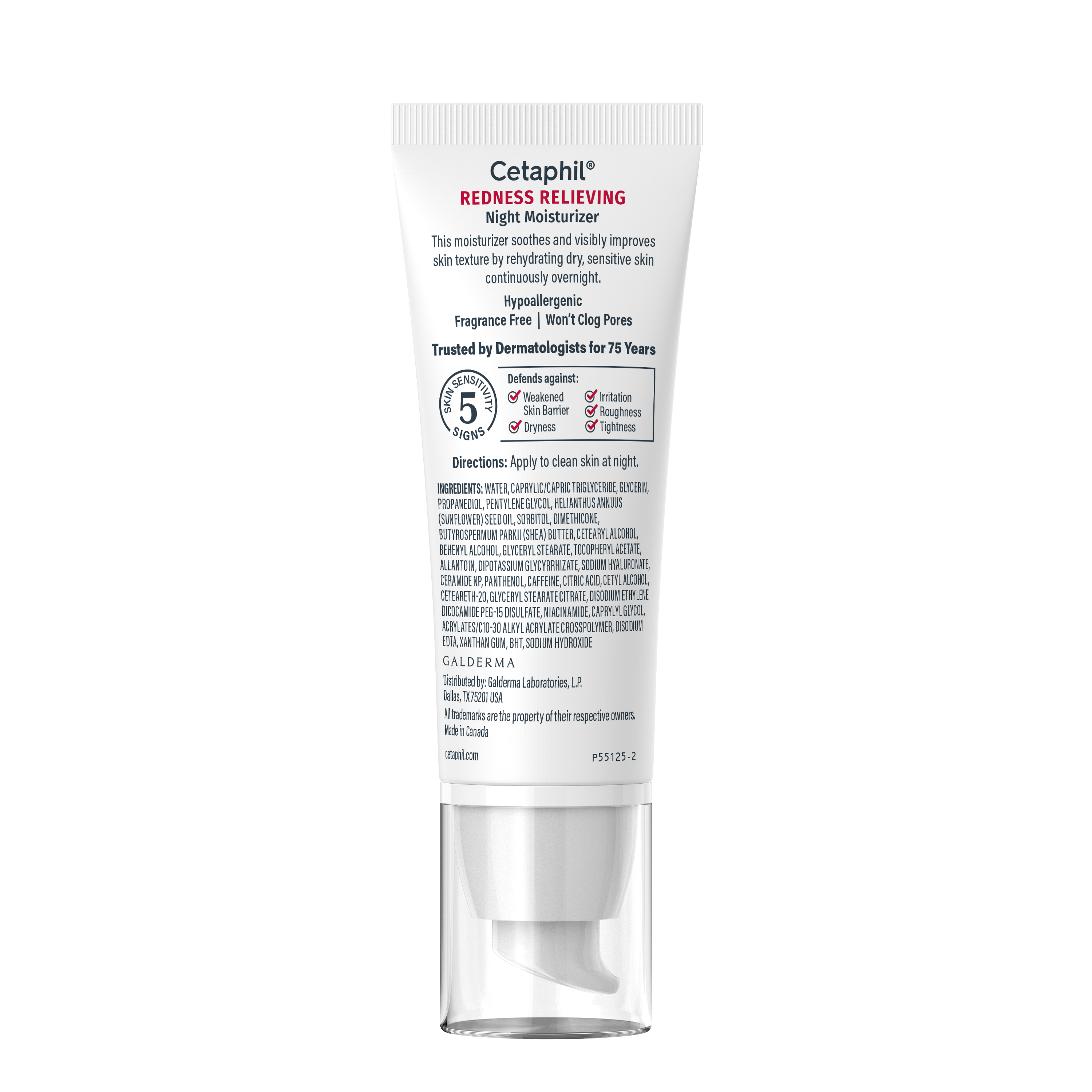 cetaphil redness relieving night moisturizer back of bottle