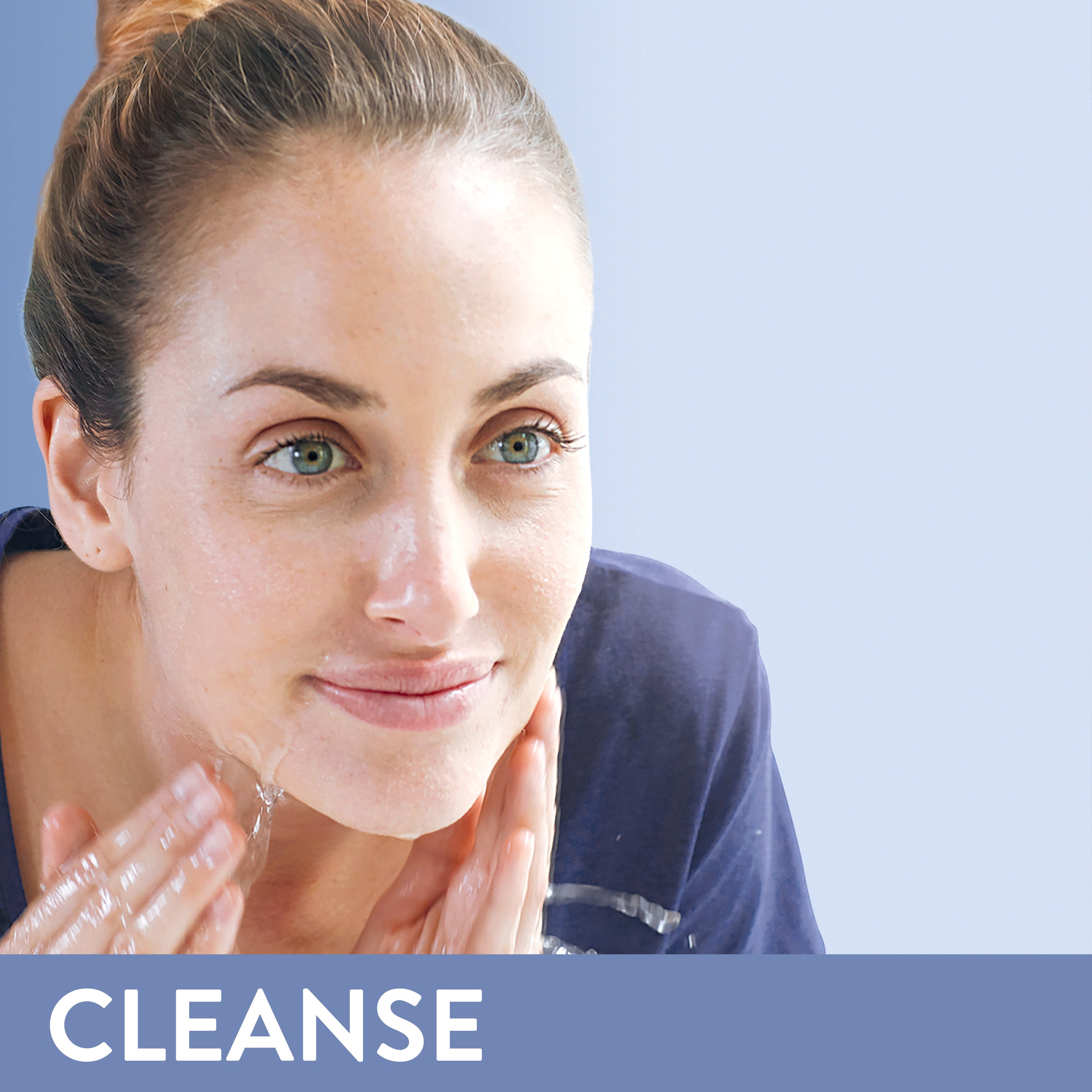 CLEANSE - woman washing her face