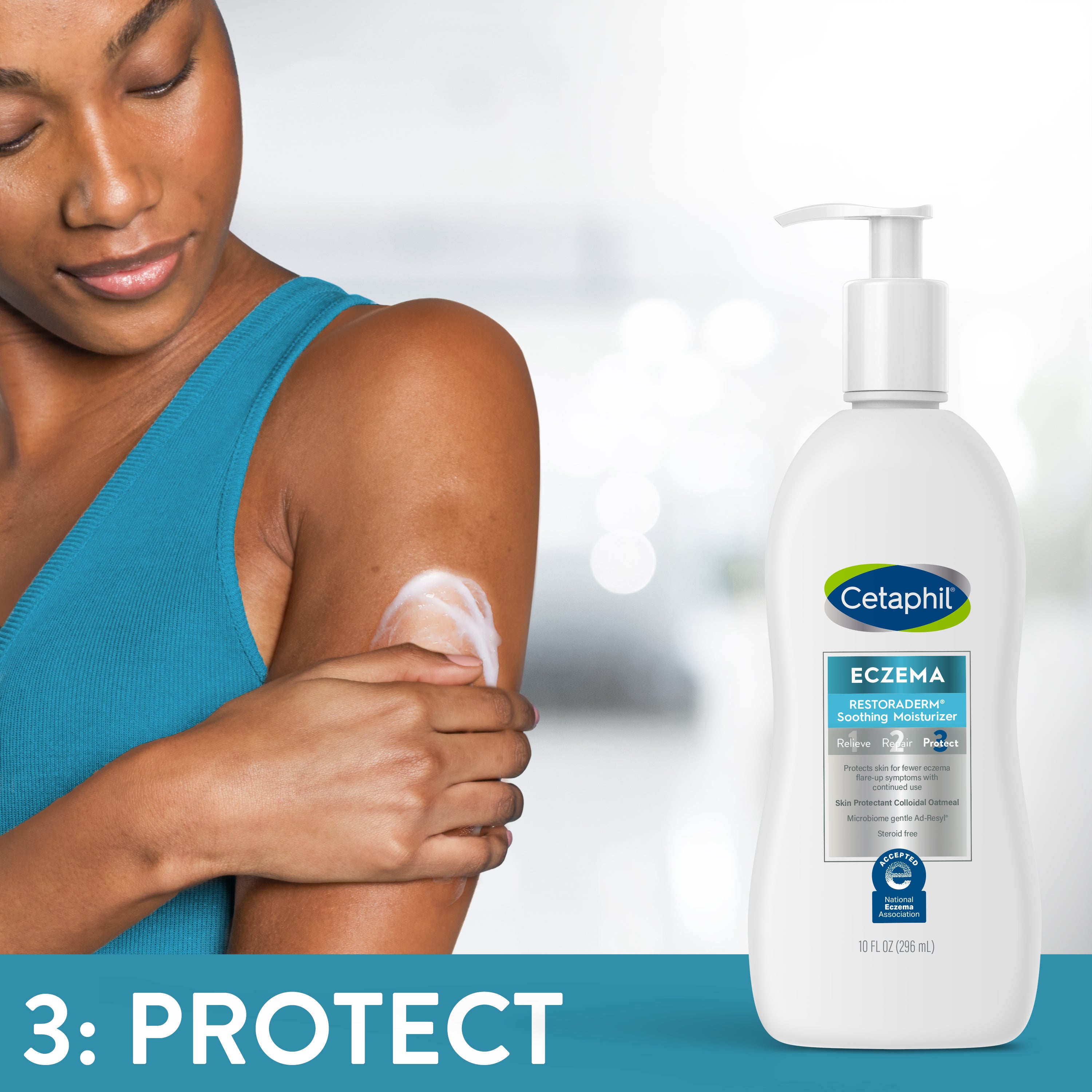 applying eczema protecting lotion